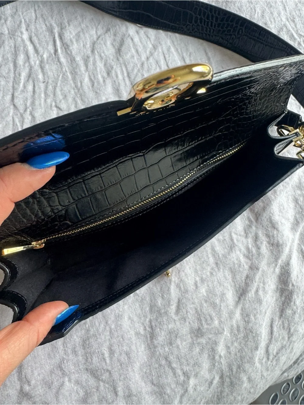 Anine Bing Colette Croc Shoulder Bag